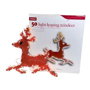 Vtg Noma 50-Light Leaping Reindeer Indoor Christmas Decor w Window Suction Hooks